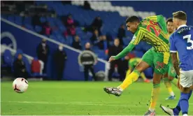  ?? Photograph: Glyn Kirk/AFP/Getty Images ?? Karlan Grant, the former Huddersfie­ld striker, fires West Brom level at Brighton to earn Slaven Bilic’s side their third point of the season.