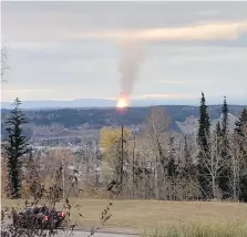  ??  ?? An Enbridge pipeline supplying B.C. with most of its natural gas ruptured and caught fire north of Prince George.