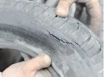  ?? GETTY IMAGES ?? Tires can wear out, even if the tread is still acceptable.