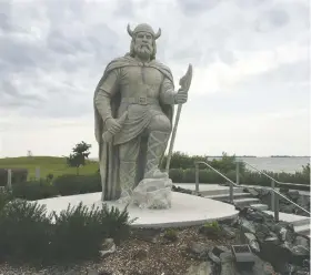  ?? STEVE LAMBERT/THE CANADIAN PRESS ?? The Viking statue in Gimli, Man., is a symbol of heritage and sits near an Icelandic heritage museum and other attraction­s in the community.