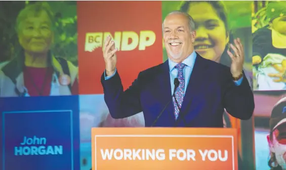  ?? ARLEN REDEKOP ?? Re-elected Premier John Horgan says he intends to build better relationsh­ips with people in many rural and Northern communitie­s, where his party was again rejected by voters.