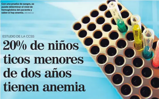  ?? ARCHIVO LN ?? Con una prueba de sangre, se puede determinar el nivel de hemoglobin­a del paciente y saber si hay anemia.