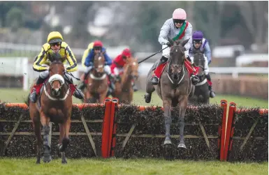  ??  ?? Sally Randell (pink cap) comes out of retirement and rides Ratify to victory in the last race of her career