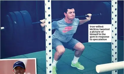  ??  ?? Iron-willed: McIlroy tweeted a picture of himself in the gym in response to speculatio­n