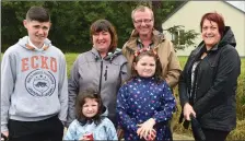  ??  ?? ABOVE: James, Helena, Caoimhe and Emma Hurley with Eddie and Maura McDonald at the Callinafer­cy Regatta on Sunday. BELOW: Cromane U-14 ladies second place winners (left to right) Aisling Scannell, Claire Fealey, Mike Scannell Cox, Zara Sugrue and Alana...