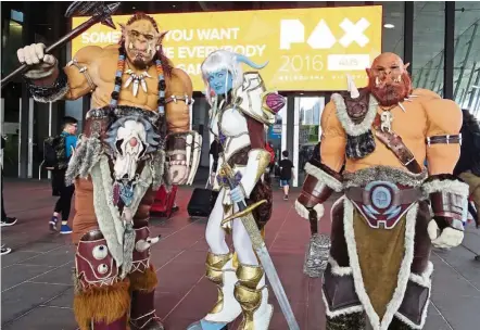  ??  ?? The Orcs in the recent Warcraft movie were all computer-generated but these ones at PAX Australia are ‘real’ thanks to superb cosplay.