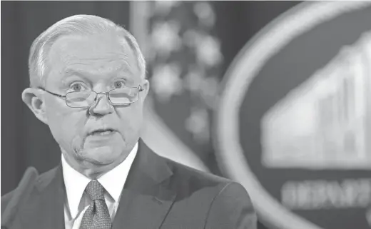  ??  ?? Attorney General Jeff Sessions said in a statement that the IRS used “inappropri­ate criteria” to screen applicants for tax-exempt status during the 2012 election cycle.