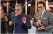  ??  ?? “Schitt’s Creek”
Outstandin­g comedy series, Eugene Levy, left, and Daniel Levy