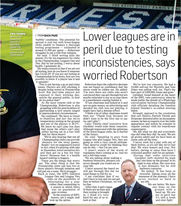  ??  ?? TWO TRIBES: Hearts icon Robertson (below) is hoping to topple the Tynecastle club as Caley Thistle boss