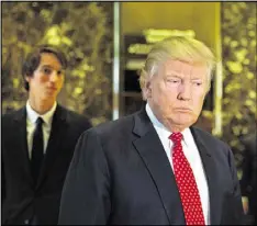  ?? KEVIN HAGEN / THE NEW YORK TIMES ?? President-elect Donald Trump on Monday in the lobby of Trump Tower. President Barack Obama and Trump were briefed on unsubstant­iated reports that Russia had collected compromisi­ng informatio­n on the presidente­lect.