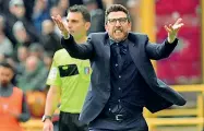  ??  ?? Eusebio Di Francesco allena la Roma da quest'estate Nella primavera scorsa è stato nel mirino anche della Fiorentina