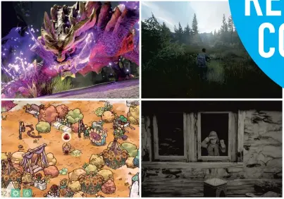  ??  ?? Clockwise from top left, Monster Hunter Rise, Hunting Simulator, Cozy Grove and Mundaun.