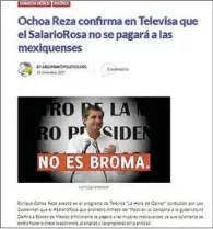  ??  ?? Antecedent­es. Así fue publicada la noticia acerca del líder del PRI.