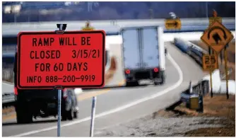  ?? MARSHALL GORBY / STAFF ?? The Ohio Department of transporta­tion will close the ramp from Interstate 70 eastbound to I- 75 northbound next week for two months so a barrier can be replaced.