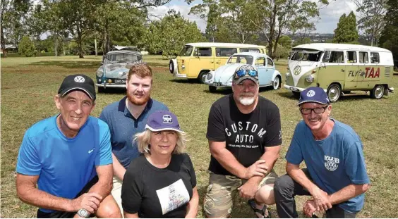  ?? Photo: Bev Lacey ?? START YOUR ENGINES: Klub VW Darling Downs’ (from left) Graham Dougherty, Harrison Baguley, Helen Batterham, David Baguley and Neil Batterham are looking forward to the annual Dubs on the Hill tomorrow.