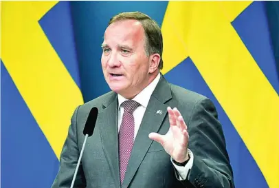  ?? AP ?? El primer ministro sueco, Stefan Löfven, deberá dimitir o convocar elecciones si pierde la confianza del Parlamento el lunes
