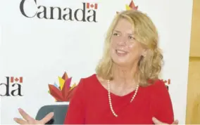  ?? (Photo: Karl Mclarty) ?? Former Canadian High Commission­er to Jamaica Laurie Peters gesticulat­es as she talks about the strong ties between both countries in an interview with the Jamaica Observer shortly before she ended her tour of duty last month.