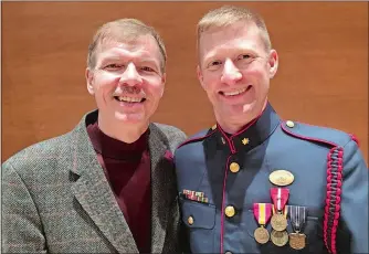  ?? SUBMITTED ?? Composer Kenneth Fuchs (left) and U.S. Coast Guard Band Director Adam Williamson