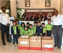  ?? Supplied photo ?? UAE Pencilman K. Venkatrama­n with stationery cartons to be given to needy children across the region. —