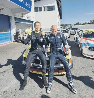  ?? ?? Nick Padmore (right) and Jean-Lou Rihon celebrate their success at Estoril in Portugal