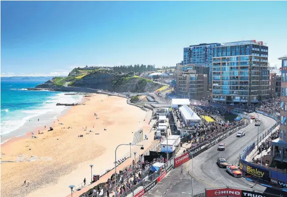  ?? Pictures / Getty Images ?? Magnificen­t backdrops and tight corners were a feature of the final race of the Supercars Championsh­ip at Newcastle, NSW, at the weekend. Kiwi Scott McLaughlin, below, in his Shell V- Power Racing Team Ford Falcon FGX, had the championsh­ip within his...