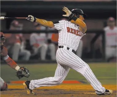  ?? CHASE STEVENS ?? UNLV middle infielder Justin Jones is enjoying more power this season by shortening his swing and letting home runs happen “by accident.” He has five homers and a .549 slugging percentage to go with a .363 batting average.