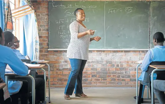  ?? /Sunday Times ?? The way forward: Grade 11 maths teacher Mbiraga Munyuki during class at Manyangana High School in Mpumalanga. A good education in maths and science is essential for innovation and an ideas-driven economy and gives pupils much more choice when it comes to choosing a career.