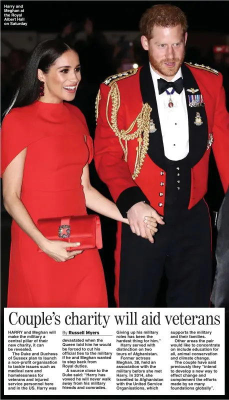  ?? Picture: SIMON DAWSON/PA ?? Harry and Meghan at the Royal Albert Hall on Saturday