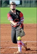  ?? Jeremy Stewart ?? Cedartown pitcher Reagan Clarke delivers to the plate during the first inning of a game against Ridgeland at Cedartown High School on Wednesday, Sept. 22, 2021.
