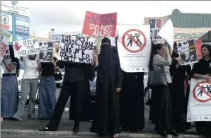  ?? PICTURE: MARILYN BERNARD ?? Women take part in a protest against violence in Durban.