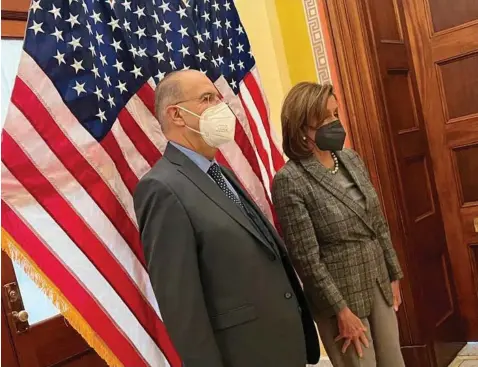  ?? Foreign Minister Ioannis Kasoulides with House Speaker Nancy Pelosi ??