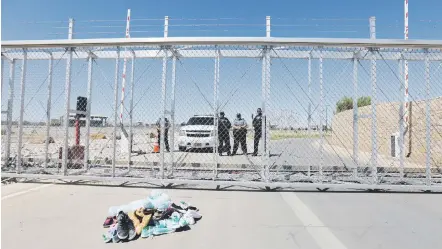  ?? Picture: Reuters ?? SHOE SHAMING. A pile of kids shoes left by mayors from US cities lay at the gate to the children’s tent encampment built to deal with the Trump administra­tion’s zero tolerance policy in Tornillo, Texas, US, on Thursday.