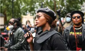  ??  ?? Black Lives Matter protesters during the Million People March on 30 August, which took place in lieu of the Notting Hill Carnival. Photograph: Peter Summers/Getty Images