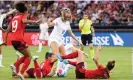  ?? Images/Getty Images ?? Georgia Stanway, in the middle of the action in Switzerlan­d, can play in midfield or as a No 10. Photograph: Eurasia Sport