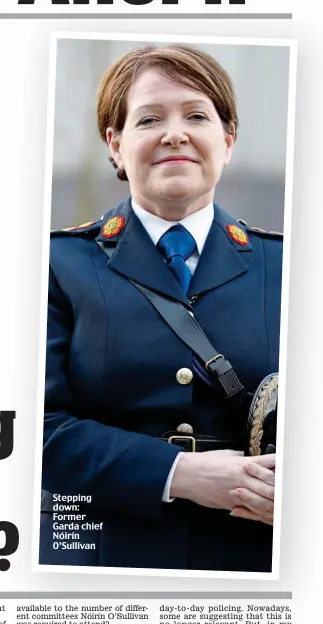  ??  ?? Stepping down: Former Garda chief Nóirín O’Sullivan