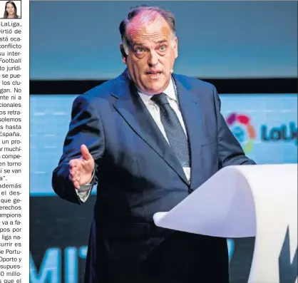  ??  ?? EXPECTACIÓ­N. Las palabras de Tebas levantaron un gran interés en el público del World Football Summit.