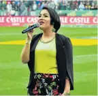  ??  ?? PATRIOTIC SPIRIT: Singer Sasha Lee sang the South African national anthem at the SA vs Argentina rugby match last Saturday at the Nelson Mandela Bay Stadium