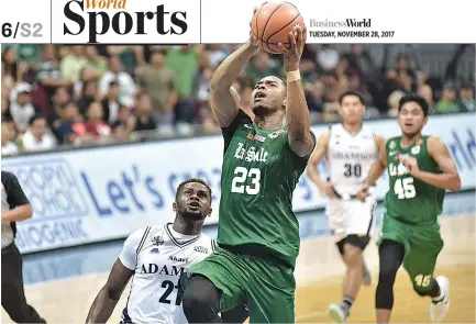  ??  ?? LA SALLE’S Ben Mbala looks to bounce back after being held to just eight points by Ateneo in Game One of the UAAP Finals last Saturday.