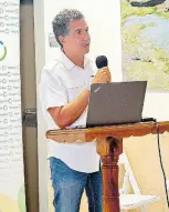  ?? ?? Vivian Gordon, project manager in charge of the Cornwall Regional Hospital restoratio­n work, addressing a members’ meeting of the Montego Bay Chamber of Commerce and Industry at the Hospiten medical facility in Montego Bay, St James, last week.