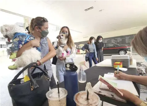  ?? BANAYNAL ALDO NELBERT ?? Fur-parents bring their pets for free anti-rabies shots and deworming services at a mall in Cebu City yesterday.