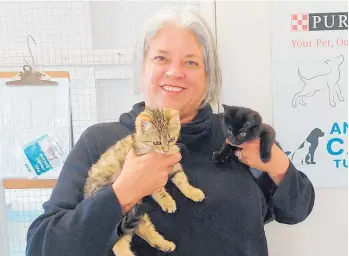  ?? ?? Harcourts Taupō Good Sort for August 2022, Stacy Lewis from Animal Care Tū rangi, holding two kittens available for adoption.