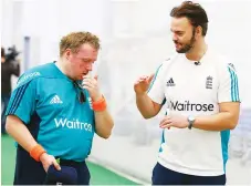  ??  ?? Making progress: Nathan Foy, of the England Visually Impaired Cricket team, left, with head coach Ross Hunter