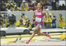  ?? Associated Press ?? The United States’ Sha’Carri Richardson reacts after crossing the finish line to win the gold medal in the Women’s 100-meter final during the World Athletics Championsh­ips on Monday in Budapest, Hungary.