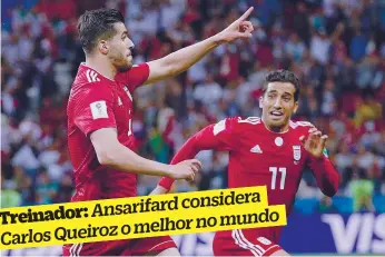  ??  ?? Ezatolahi celebrou um golo contra a Espanha, mas viu-o depois anulado