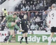  ??  ?? 2 Celtic’s Roy Keane with Clyde’s Eddie Malone during the cup clash in 2006 and, left, Malone at Hampden with former Celtic player Maciej Zurawski to promote Premier Sports’ coverage of Rangers and Celtic’s ties this weekend. Below left, Zurawski scores what turned out to be a consolatio­n for Celtic.