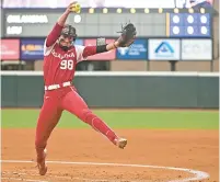  ?? HILARY SCHEINUK/THE ADVOCATE ?? Oklahoma starting pitcher Jordy Bahl, shown early in the season, threw a five-hitter with 11 strikeouts in a 2-0 victory over Stanford on Thursday.