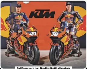  ??  ?? Pol Espargaro dan Bradley Smith dikontrak KTM menjadi joki andalan di Motogp