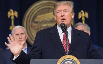  ?? SAUL LOEB \ AGENCE FRANCE-PRESSE ?? The US President Donald Trump speaks during a retreat with Republican lawmakers at Camp David in Thurmont, Maryland, on Saturday.