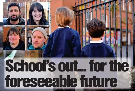 ?? Pictures: Kirsty Anderson ?? Satwant Uppal, Shona Cameron, Lisa Dowie and Martin Cathcart-Froden, inset, and outside Dunard Primary, above