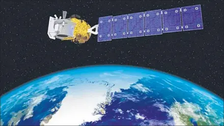  ?? NASA ?? NASA’s ICESat-2 satellite, shown in an artist’s rendering, will use a laser to measure frozen and icy regions of an evolving planet.